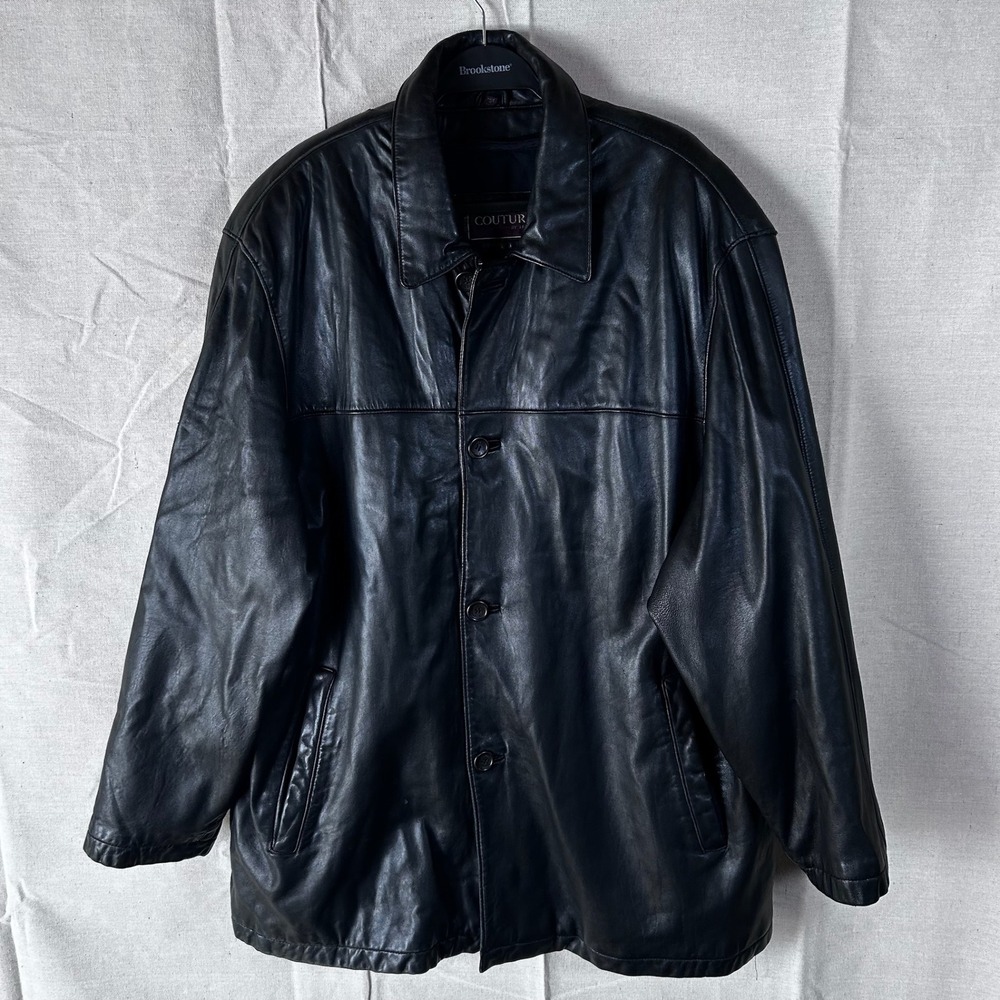 Couture by J. Park Mens Black Genuine‎ Lamb Leather Jacket Car Coat XXL